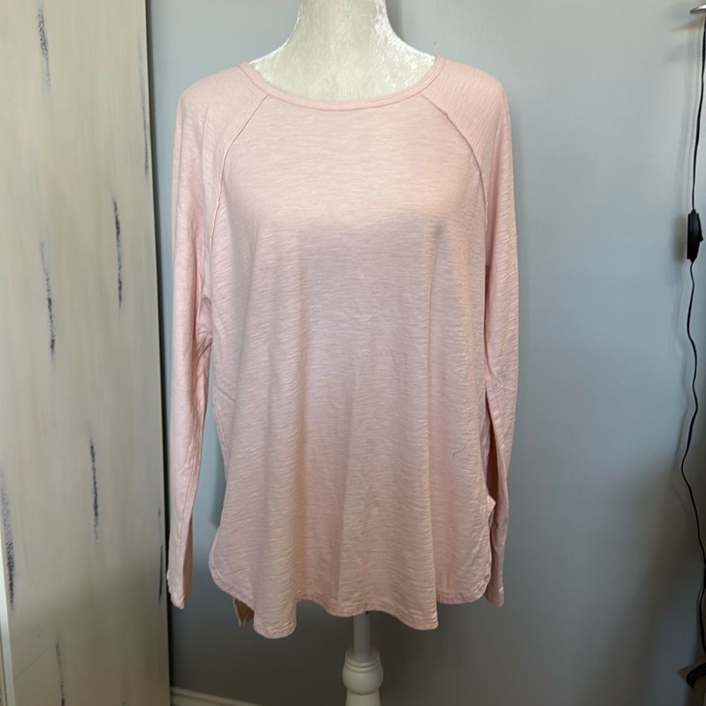 Cut Loose Pink Long Sleeve Tunic Top High Low Hem Relaxed Fit XL